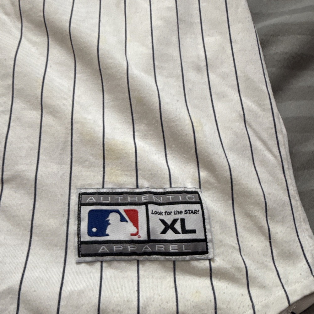 Vintage STARTER New York Yankees Pinstripe Baseball Jersey Mens XL Fair Con READ - Picture 2 of 16
